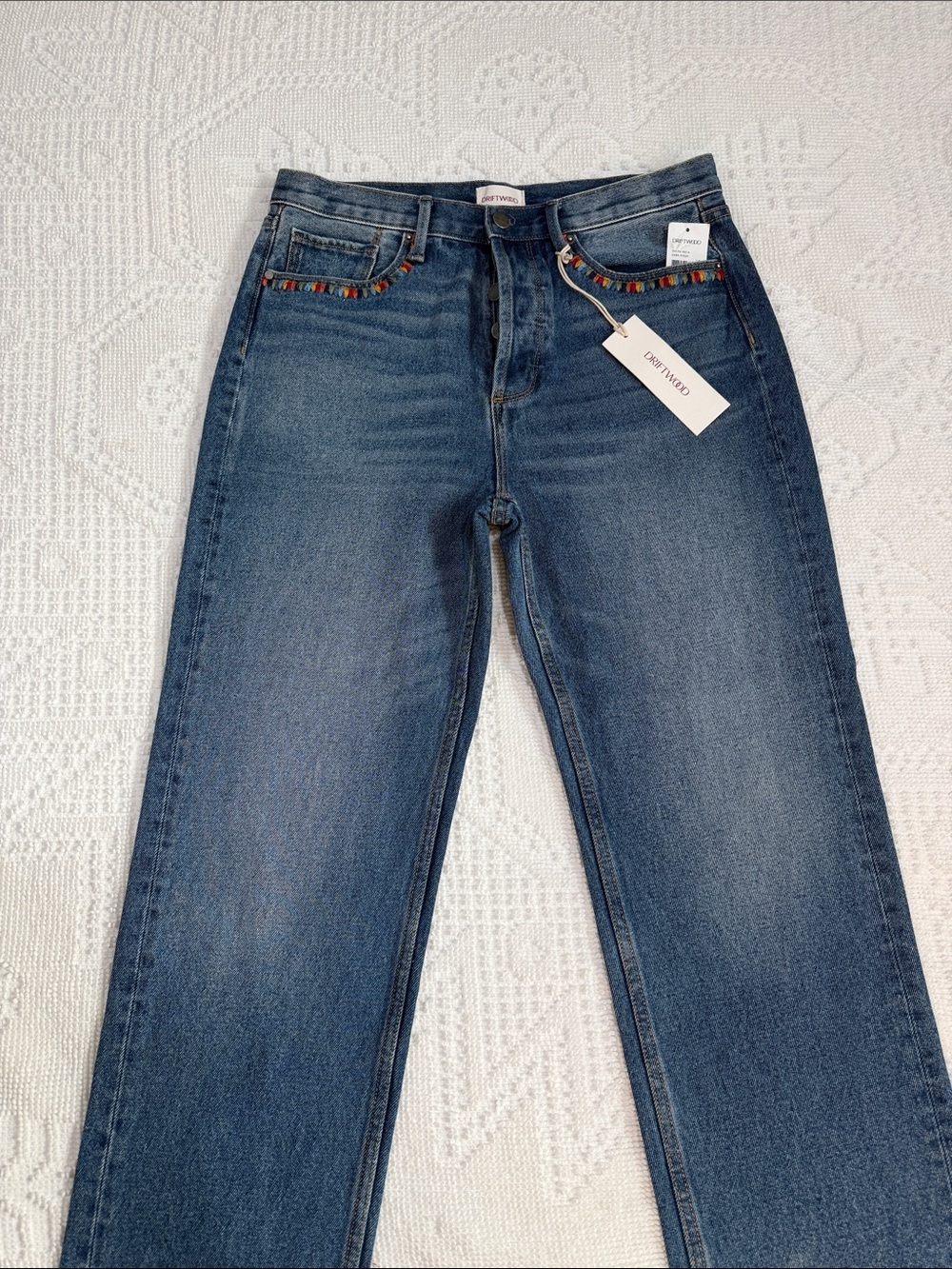 DRIFTWOOD Blue Straight-Leg Jeans with Colorful pocket trim